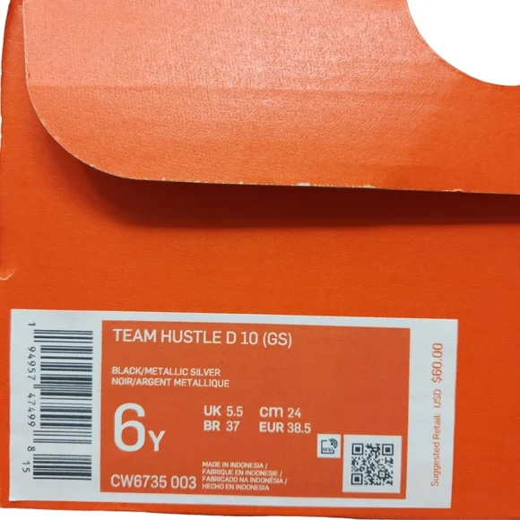 Nike Girls Basketball Sneakers Team Hustle Black Pink Girls Size 6 New In Box - Picture 12 of 12